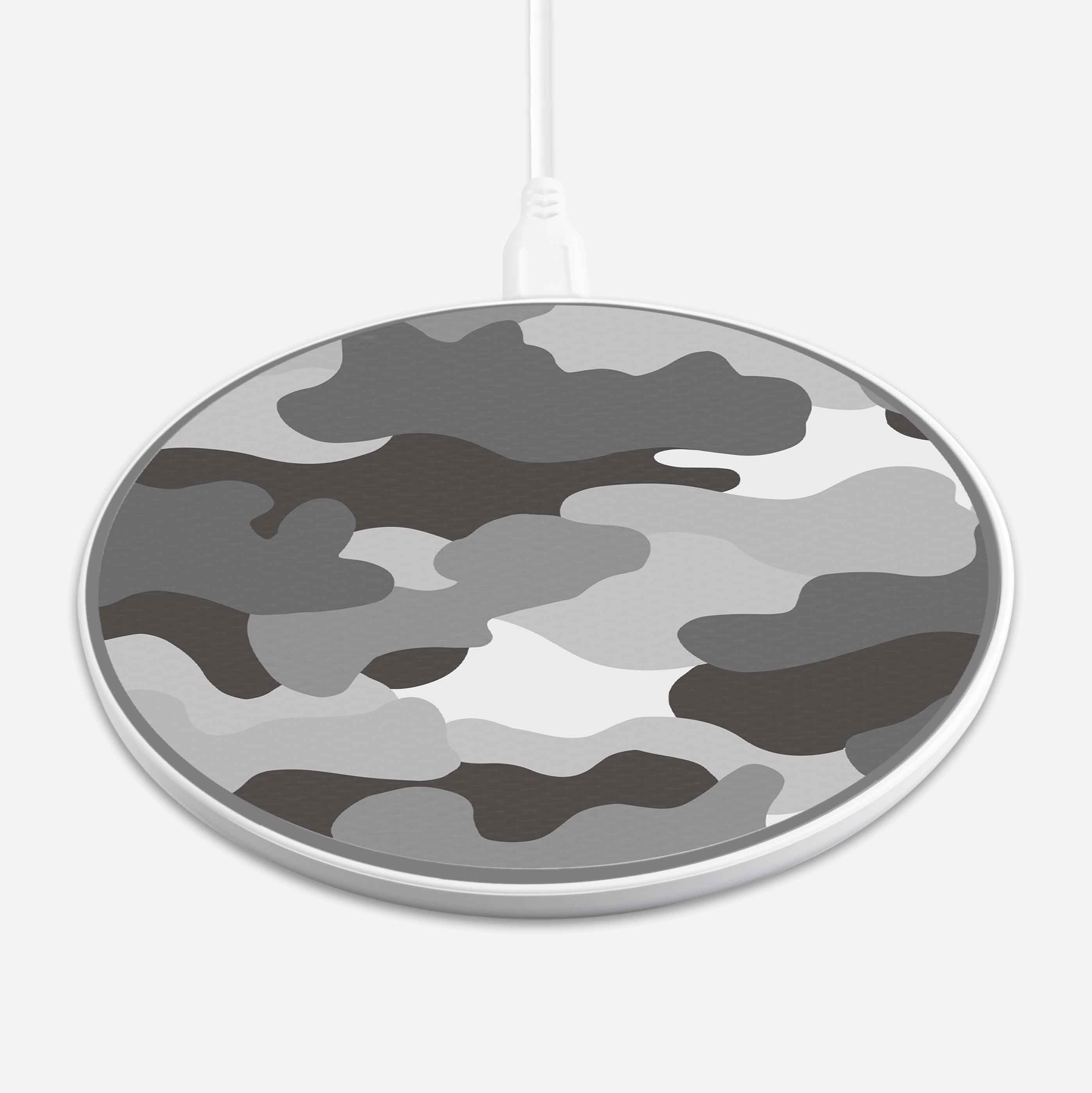 Wireless Charging Pad - Grey Camo Design (Front View)