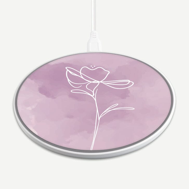 Wireless Charging Pad - Blush Day Break Pink Flower Design (Front View)