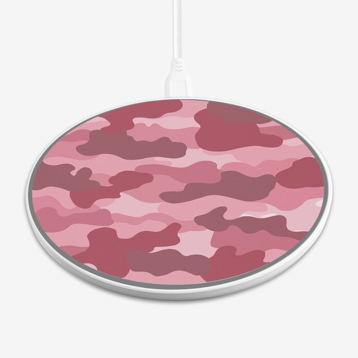 Wireless Charging Pad - Pink Camo Design (Front View)