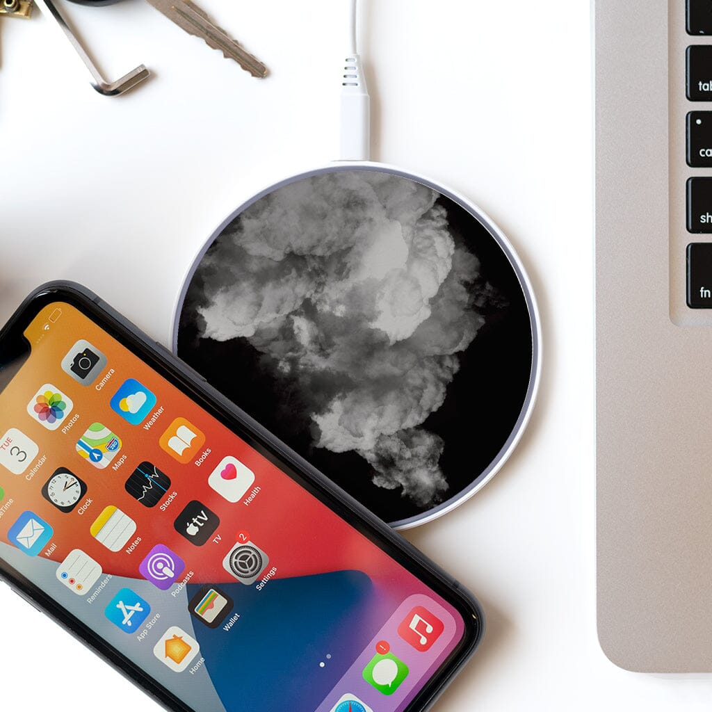 Wireless Charging Pad - Clouds Pattern Design (with Phone and Laptop)