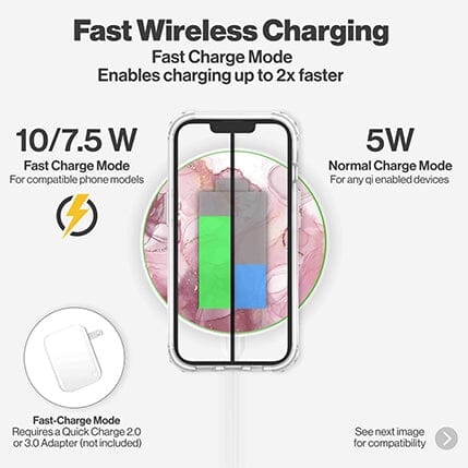 Wireless Charging Pad - Blush Pink Marble Design (Charging Speed Details)