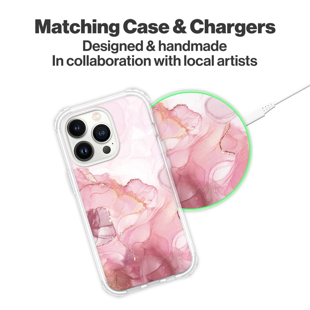 Wireless Charging Pad - Blush Pink Marble Design (Matching Design Case)