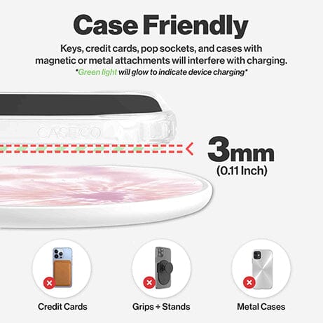 Wireless Charging Pad - Bubble Gum Pink Tie Dye Design (Case Friendly Feature)