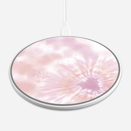Wireless Charging Pad - Bubble Gum Pink Tie Dye Design (Front View)