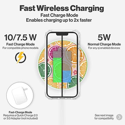 Wireless Charging Pad - Citrus Tropical Fruit Design (Charging Speed Details)