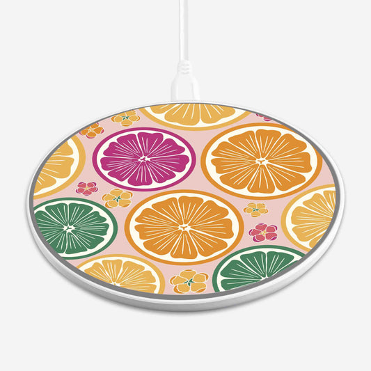 Wireless Charging Pad - Citrus Tropical Fruit Design (Front View)