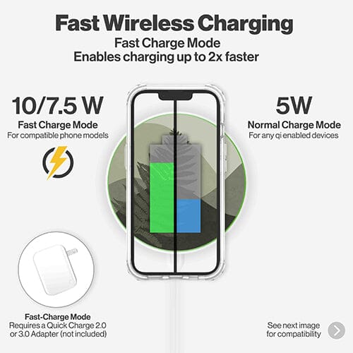 Wireless Charging Pad - Fern Leaf Design (Charging Speed Details)