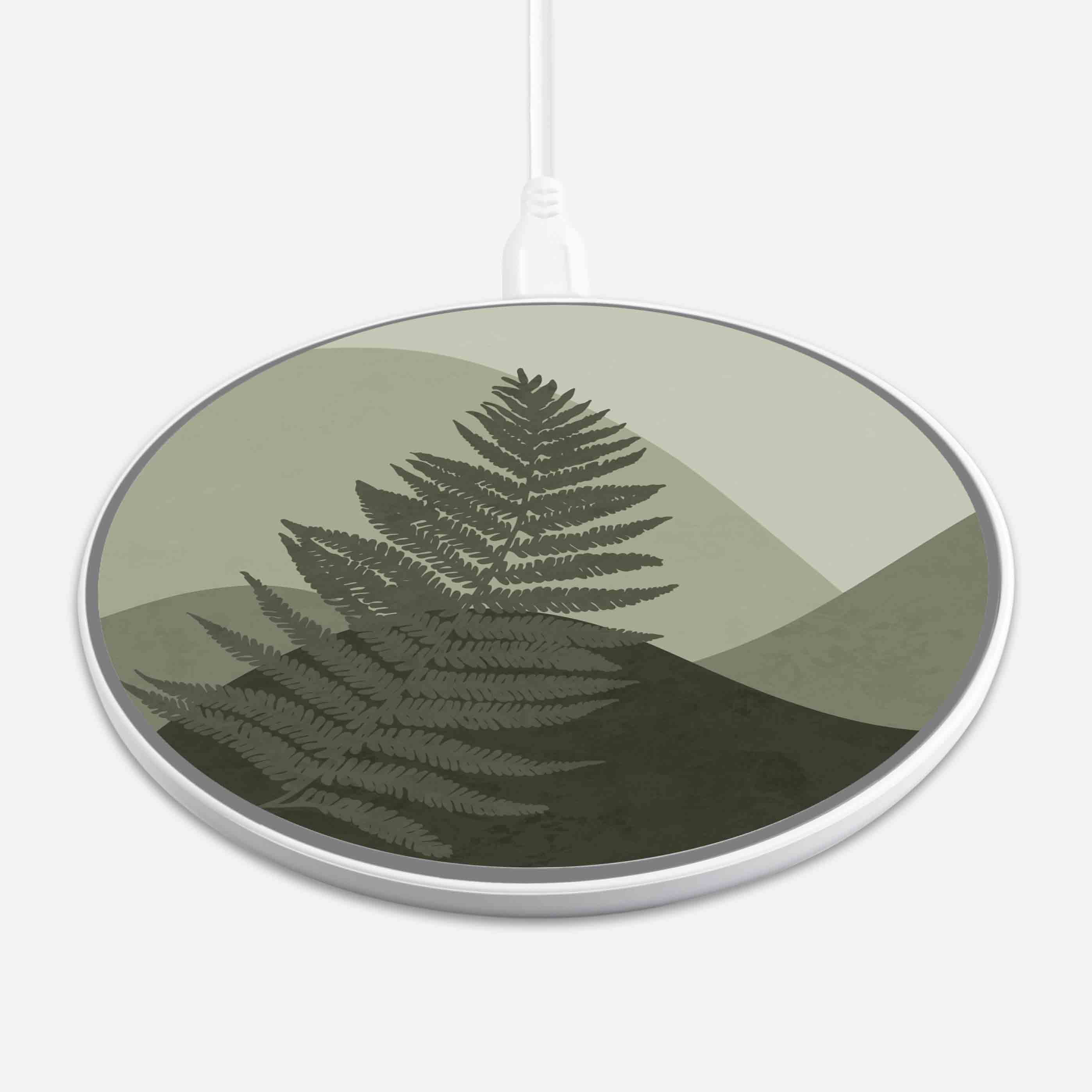 Wireless Charging Pad - Fern Leaf Design (Front View)