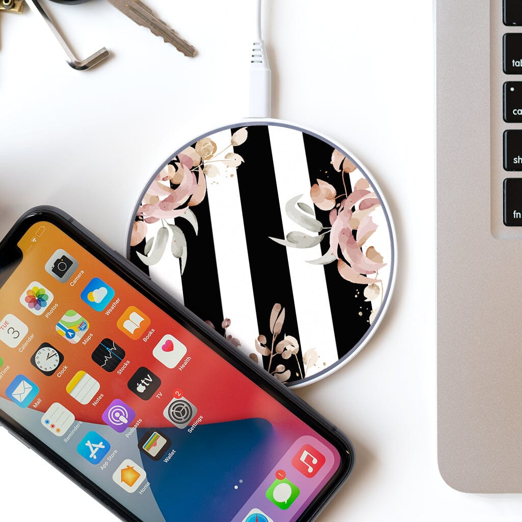 Wireless Charging Pad - Flower Pattern Design (with Phone and Laptop)