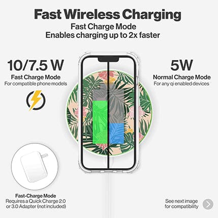 Wireless Charging Pad - In To The Jungle Floral Design (Charging Speed Details)