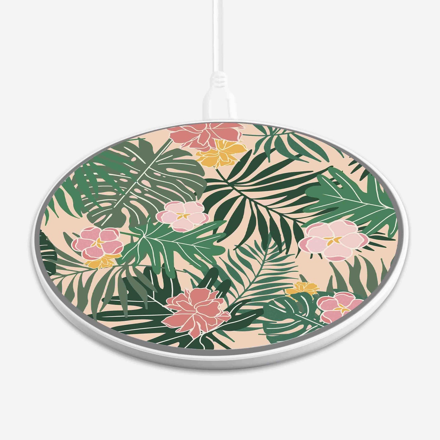 Wireless Charging Pad - In To The Jungle Floral Design (Front View)