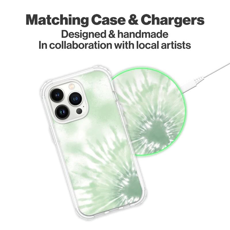 Wireless Charging Pad - Mint Green Tie Dye Design (Matching Design Case)