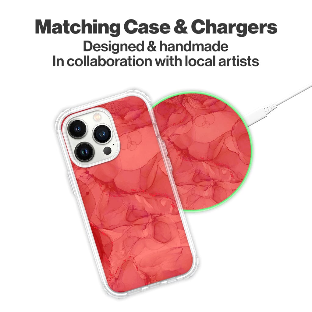 Wireless Charging Pad - Rouge Red Marble Design (Matching Design Case)