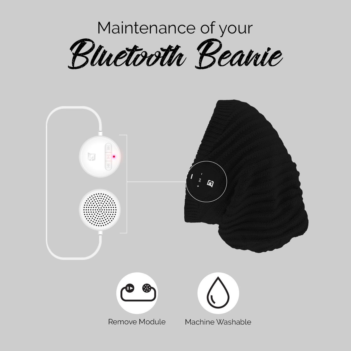 Blu Toque Slouchy Fit Bluetooth Beanie - Black | Caseco Inc. (Washable)