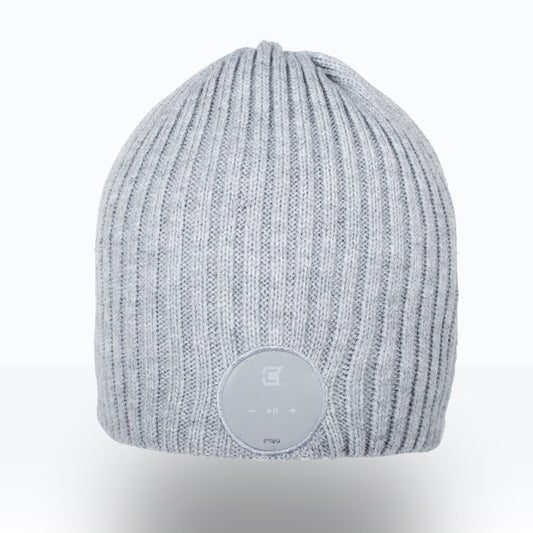 Blu Toque Wide Ribbed Bluetooth Beanie - Ash Grey | Caseco Inc. (Front-Beanie)