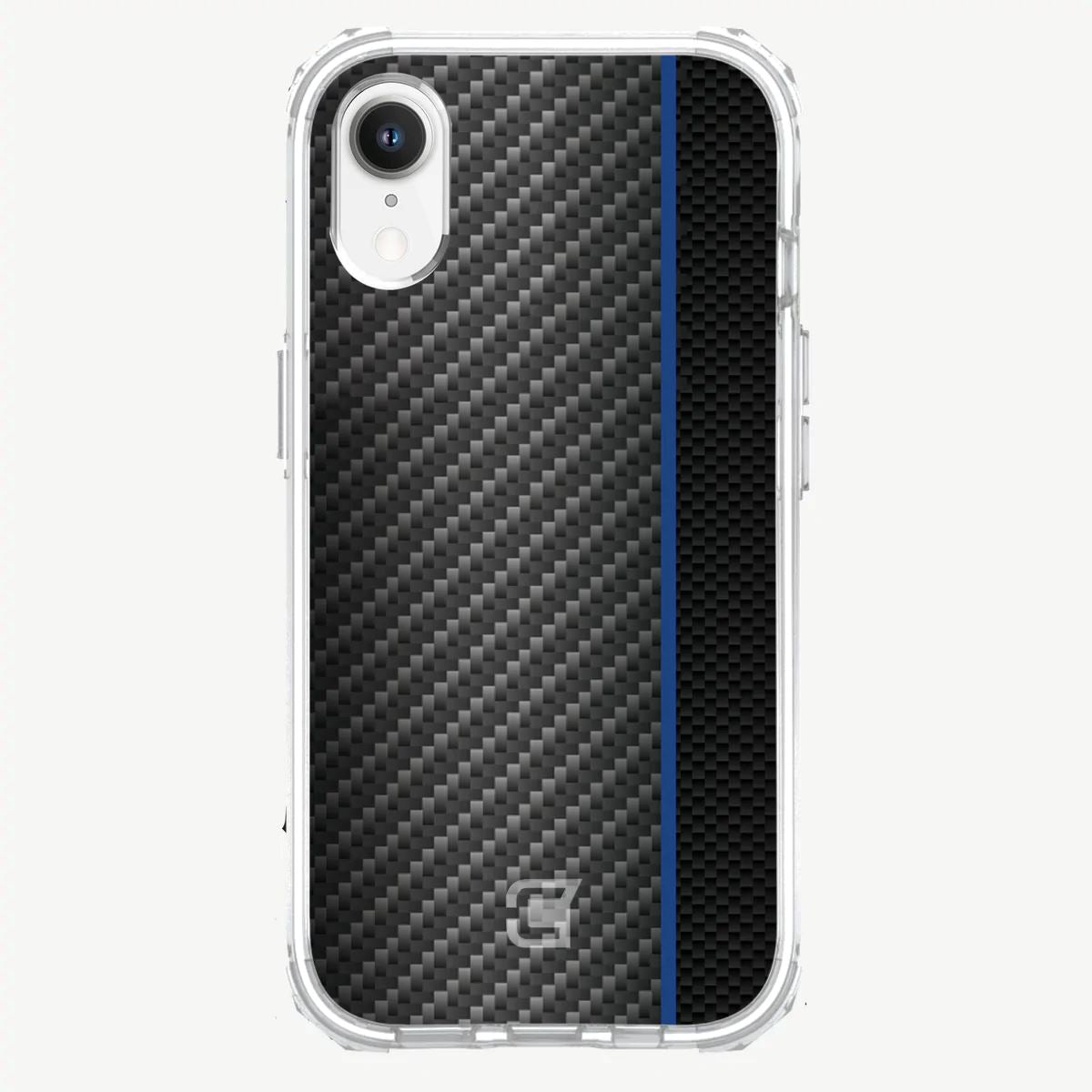 iPhone SE Case - Carbon Fiber with Blue Line Design