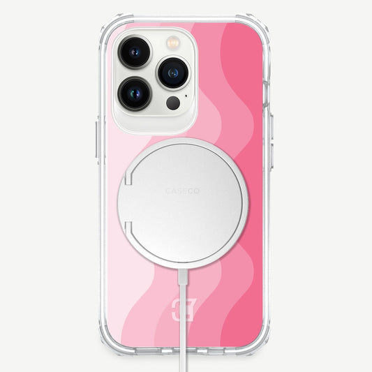 iPhone 12 Pro Max Pink Design Clear Case Wavy Color with MagSafe (Front View)