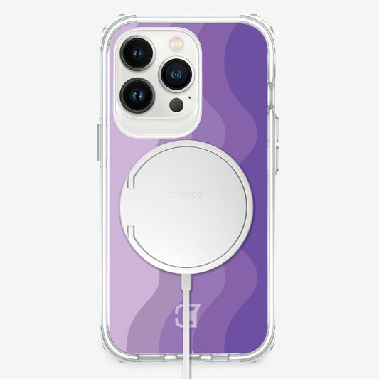 iPhone 12 Pro Max Lavender Design Clear Case Wavy Purple with MagSafe (Front View)