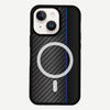 iPhone 13 Blue Line Design Fremont Grip Case Black Carbon Fiber with MagSafe (Front View)