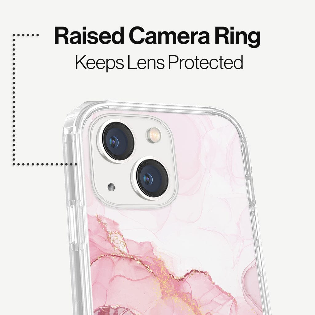 iPhone 13 Mini Blush Design Clear Case Pink Marble with MagSafe (Raise Camera Ring that Keeps Lens Protected)