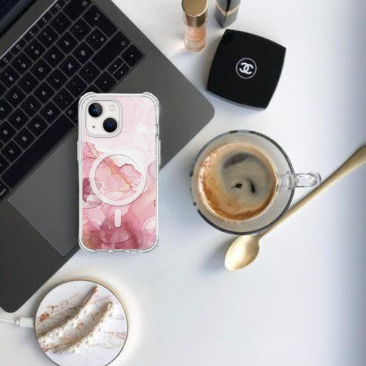 iPhone 13 Mini Blush Design Clear Case Pink Marble with MagSafe (With Coffee)