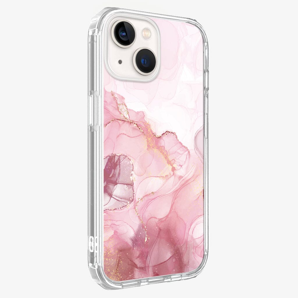 iPhone 13 Mini Blush Design Clear Case Pink Marble with MagSafe (Side Angle View)