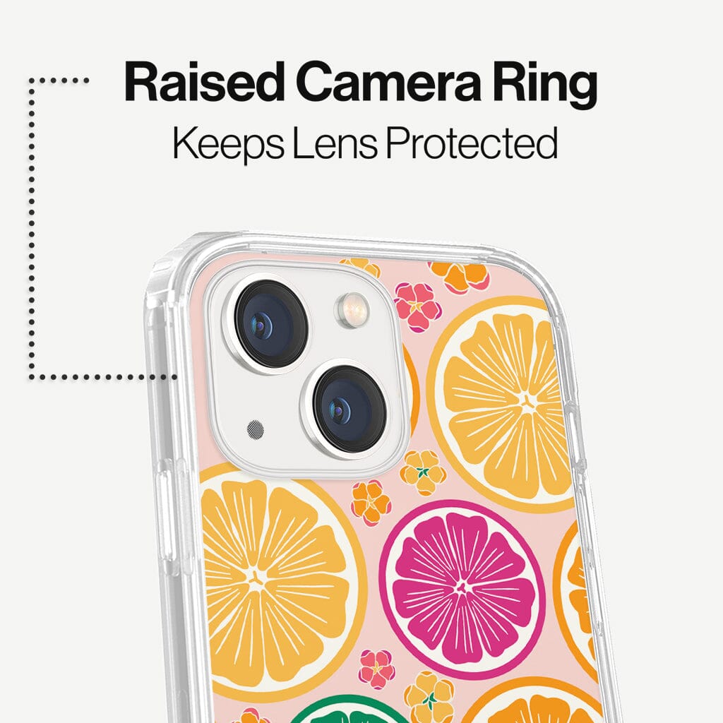 iPhone 13 Mini Citrus Design Clear Case Tropical Fruit with MagSafe (Raise Camera Ring that Keeps Lens Protected)