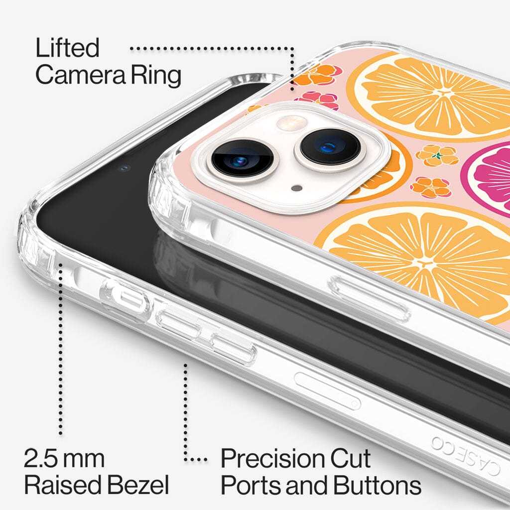 iPhone 13 Mini Citrus Design Clear Case Tropical Fruit with MagSafe (Raised Bezel and Precision Cut Ports and Buttons)