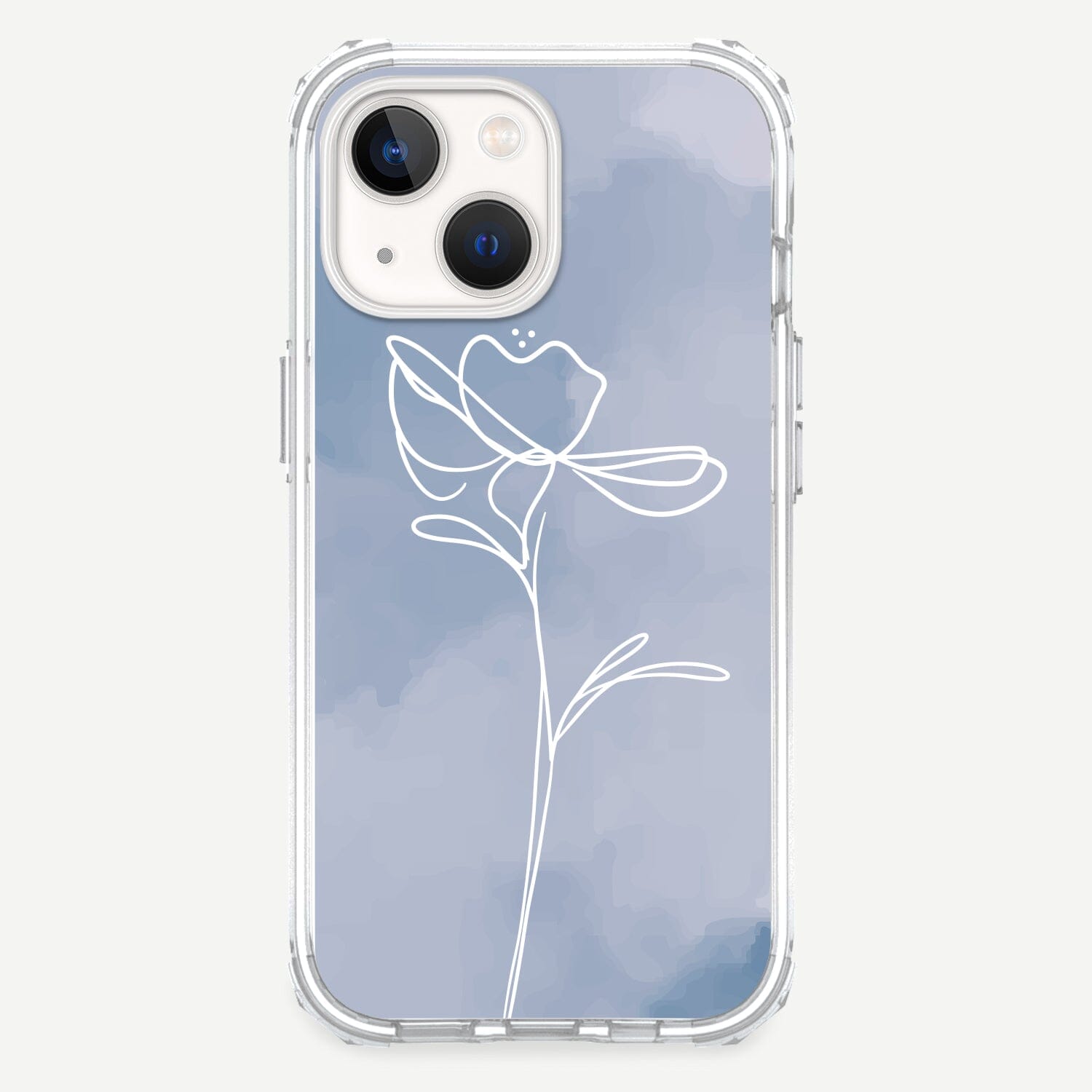 iPhone 13 Mini Cobalt Day Break Design Clear Case Floral Blue with MagSafe (Front Design View)