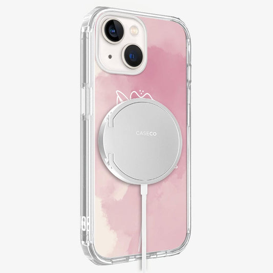 iPhone 13 Mini Blush Day Break Design Clear Case Floral Pink with MagSafe (Side View)