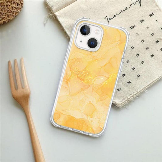 iPhone 13 Mini Gold Design Clear Case Yellow Marble with MagSafe (With Fork)