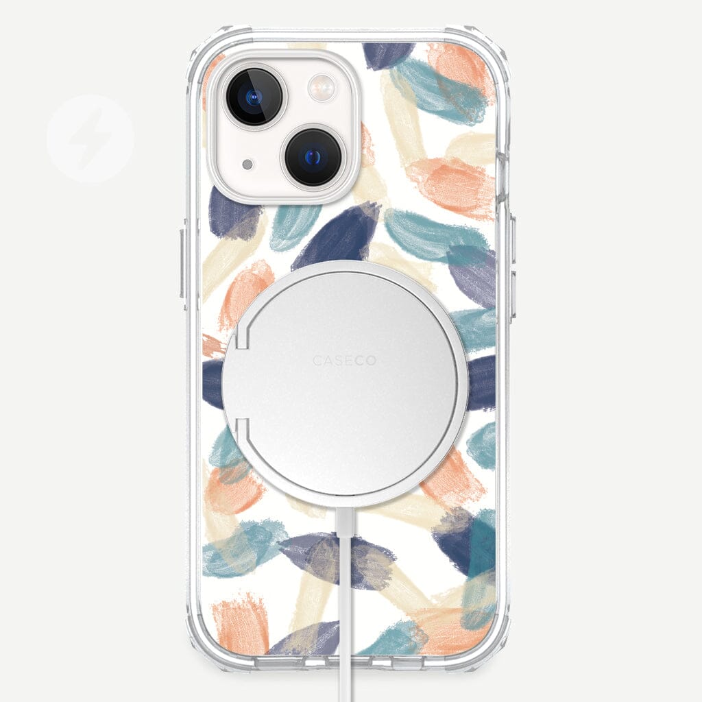 iPhone 13 Mini Pastel Brush Stroke Design Clear Case Abstract Color with MagSafe (Front View)