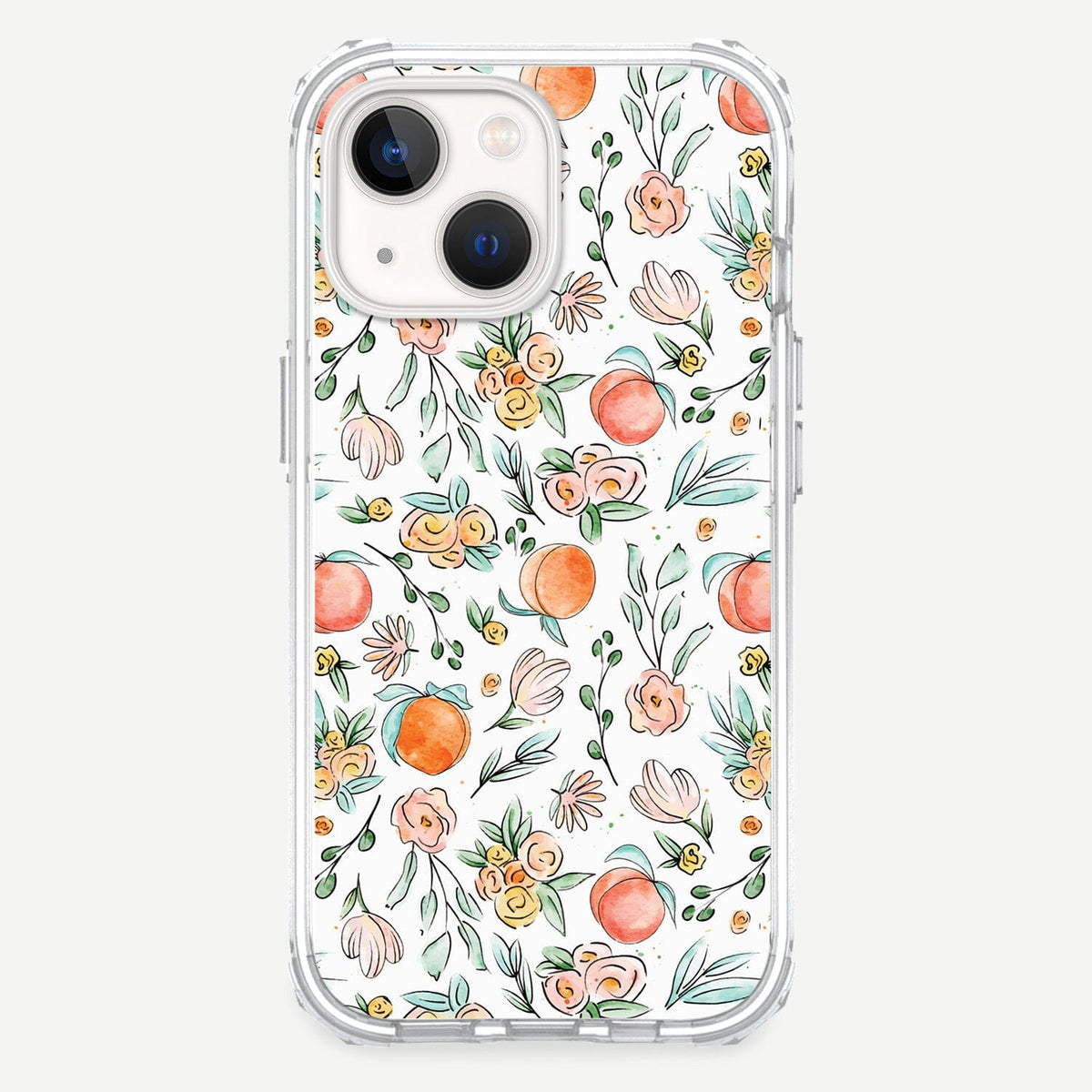 iPhone 13 Mini Peachy Design Clear Case Tropical Fruit with MagSafe (Front Design View)