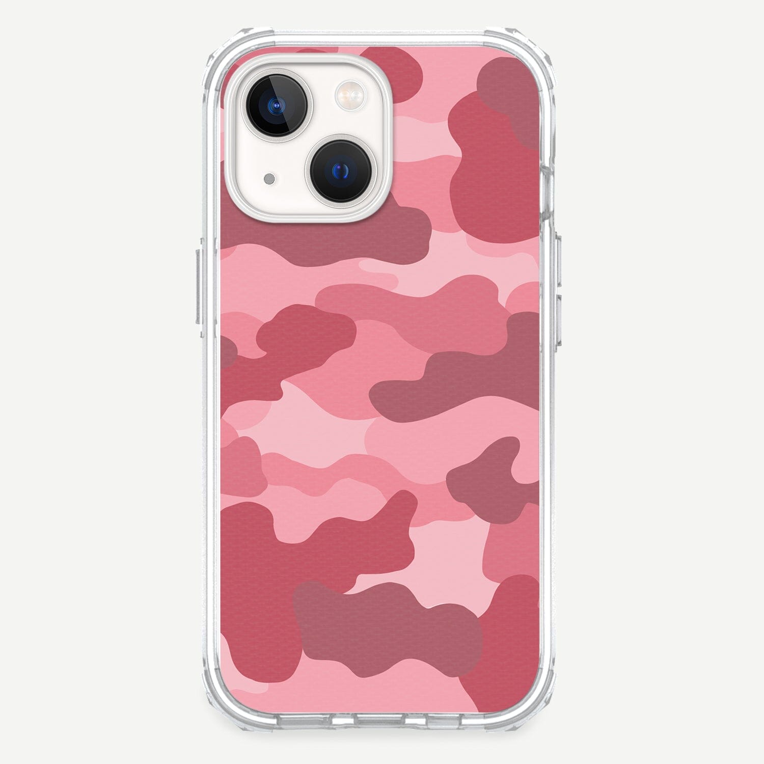 iPhone 13 Mini Pink Design Clear Case Camo Pink with MagSafe (Front Design View)