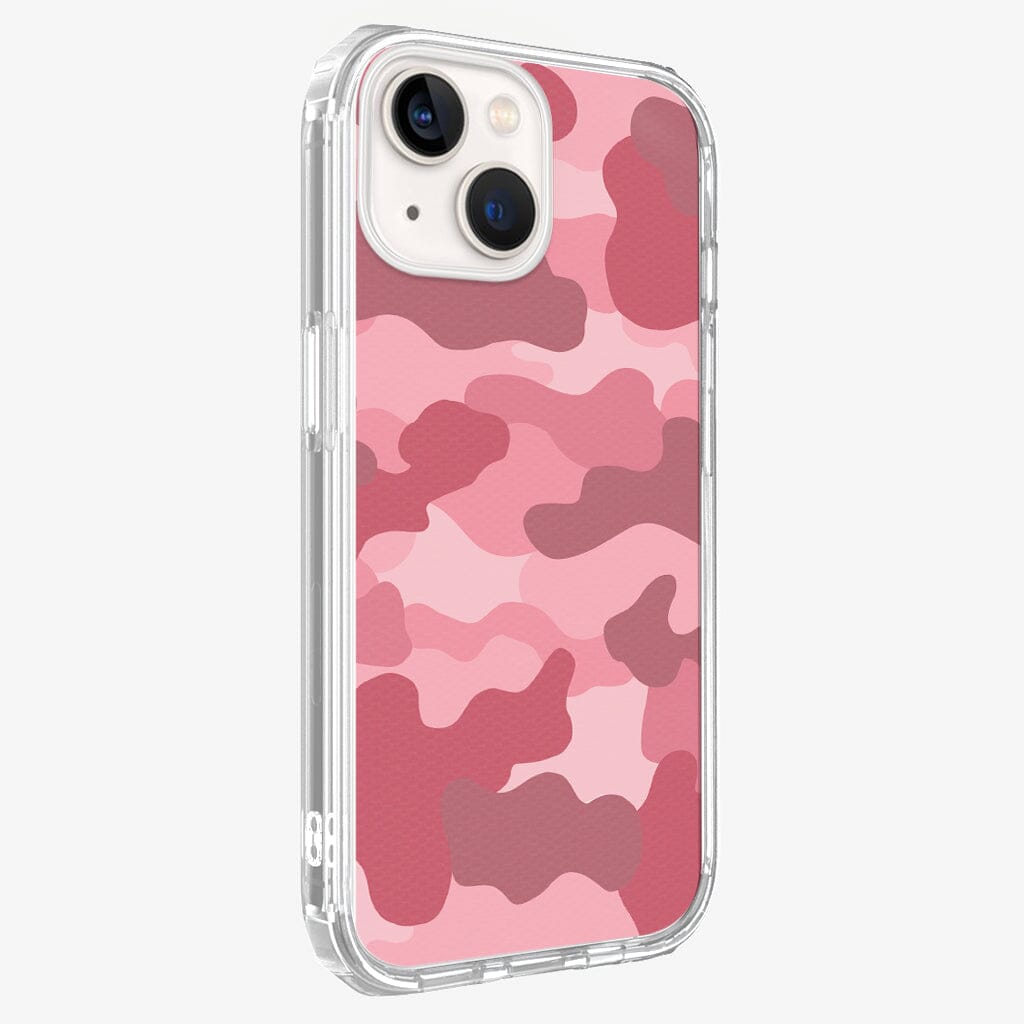iPhone 13 Mini Pink Design Clear Case Camo Pink with MagSafe (Side View)