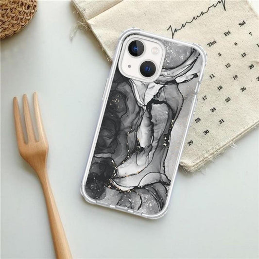 iPhone 13 Mini Smokey Design Clear Case Black Marble with MagSafe (With Fork)