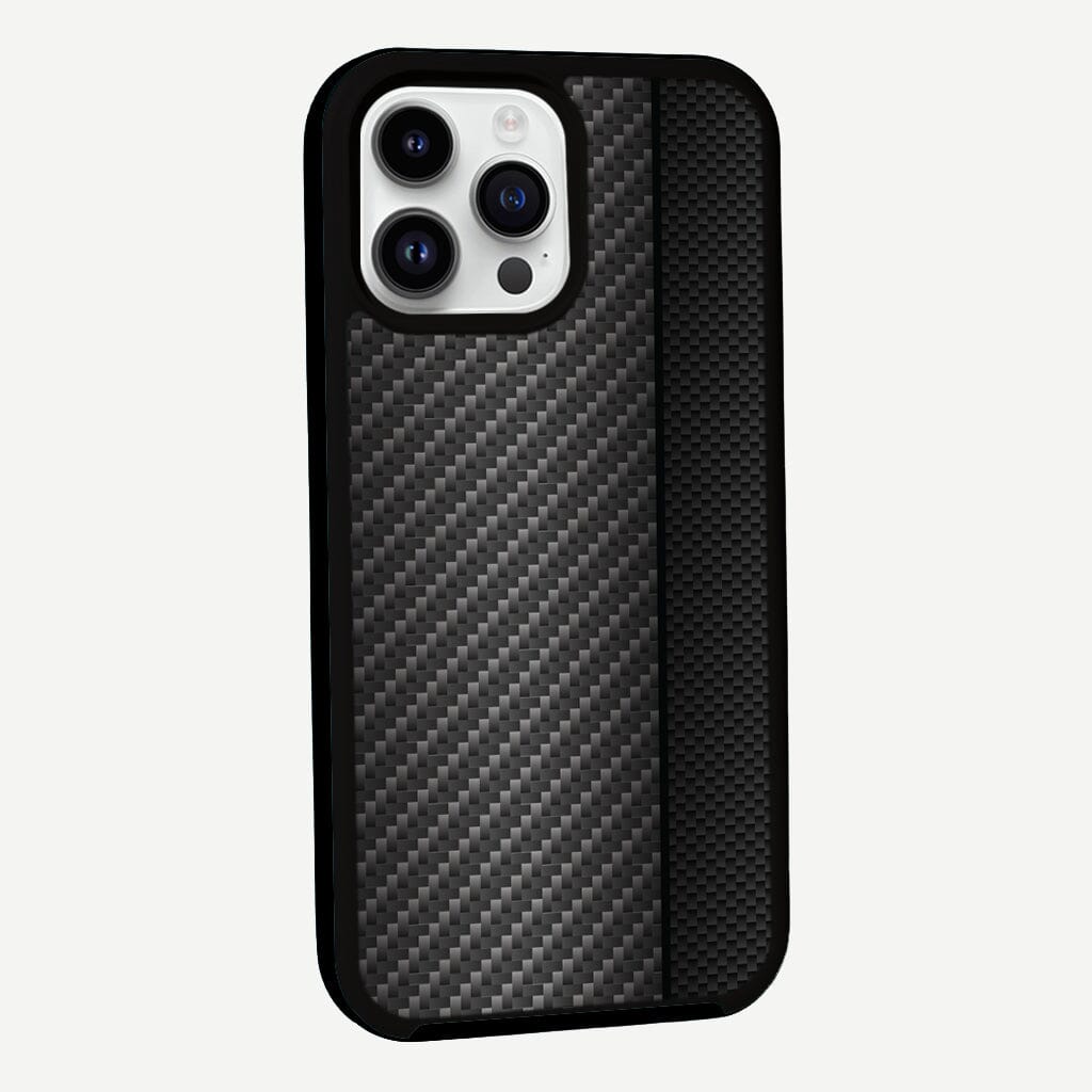 iPhone 13 Pro Max Black Line Design Fremont Grip Case Black Carbon Fiber with MagSafe (Side View)