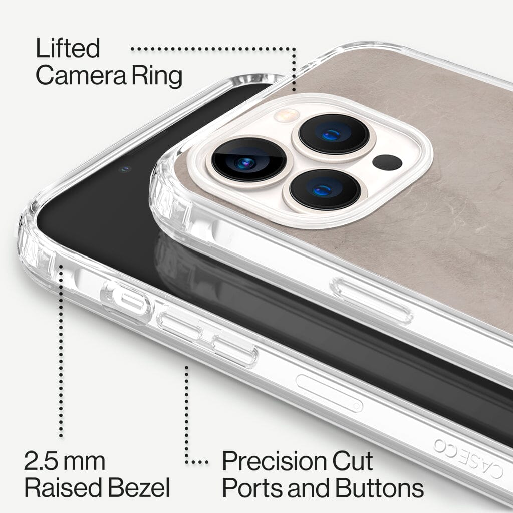 iPhone 13 Pro Max Concrete Design Clear Case Texture with MagSafe (Raised Bezel and Precision Cut Ports and Buttons)