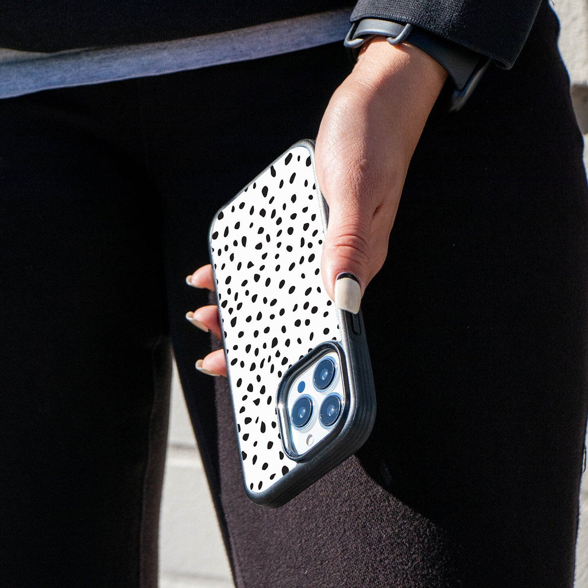 iPhone 13 Pro Max Random Polka Dots Design Fremont Grip Case Oak and Alder with MagSafe (On Hand)