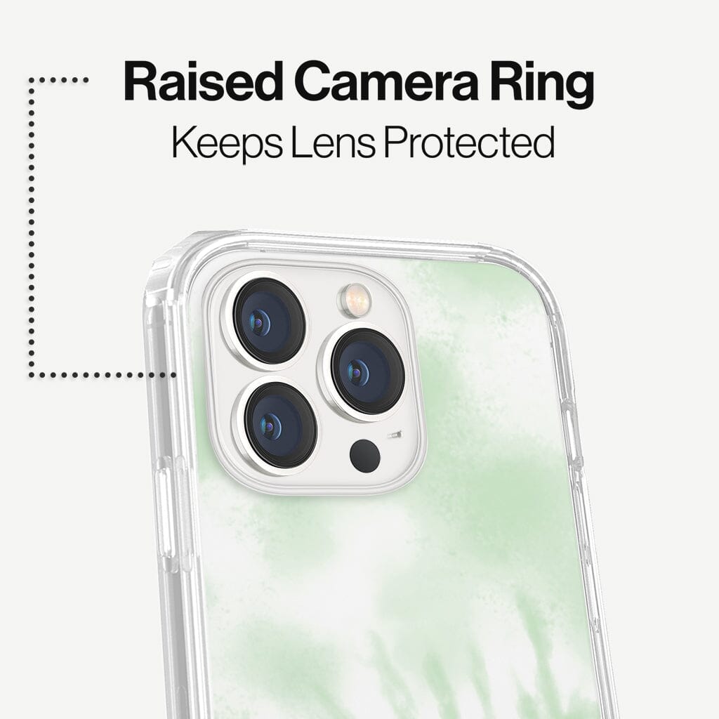 iPhone 13 Pro Mint Design Clear Case Tie Dye Green with MagSafe (Raise Camera Ring that Keeps Lens Protected)