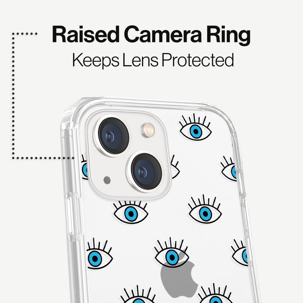iPhone 13 Blue Evil Eye Design Clear Case Seamless with MagSafe (Raise Camera Ring that Keeps Lens Protected)