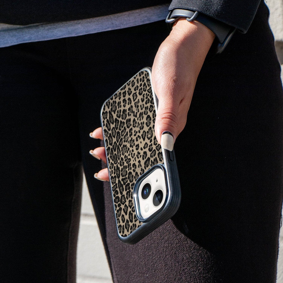iPhone 14 Leopard Pattern Design Fremont Grip Case Fabric Color with MagSafe (On Hand)