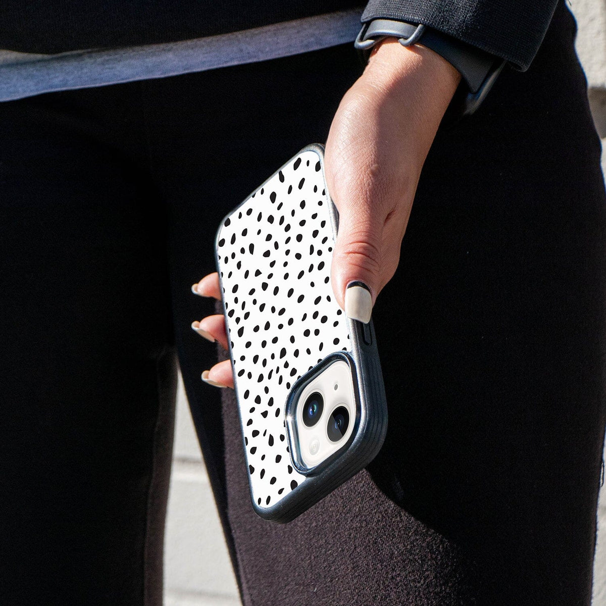 iPhone 14 Plus Random Polka Dots Design Fremont Grip Case Oak and Alder with MagSafe (On Hand)