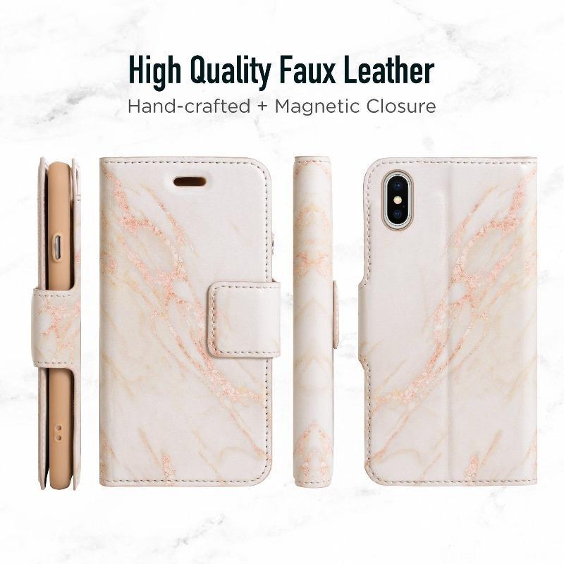 iPhone X & iPhone XS Folio Wallet Case - Marble Wallet - Gold