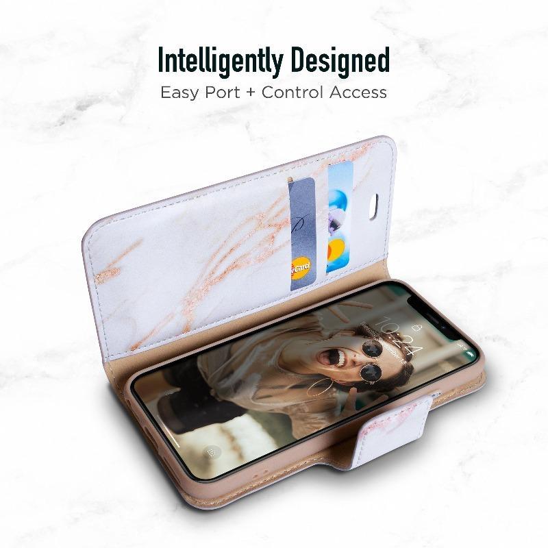 iPhone X & iPhone XS Folio Wallet Case - Marble Wallet - Gold - Design