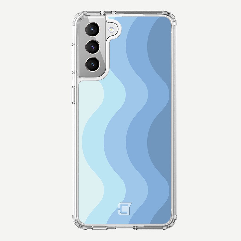 Samsung Galaxy S21 FE Case - Blue Wave Pattern Design