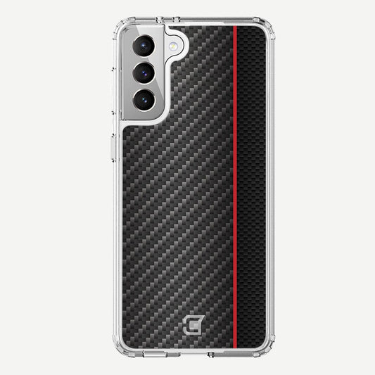 Samsung Galaxy S21 Carbon Fiber Case with Red Line