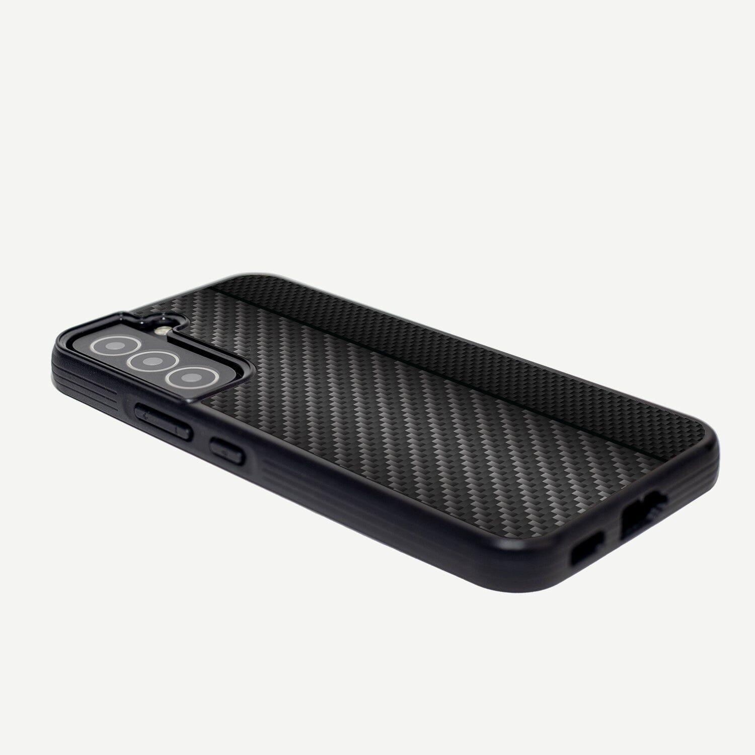 Samsung Galaxy S22 Black Line Design Fremont Grip Case Black Carbon Fiber (Face Down View)