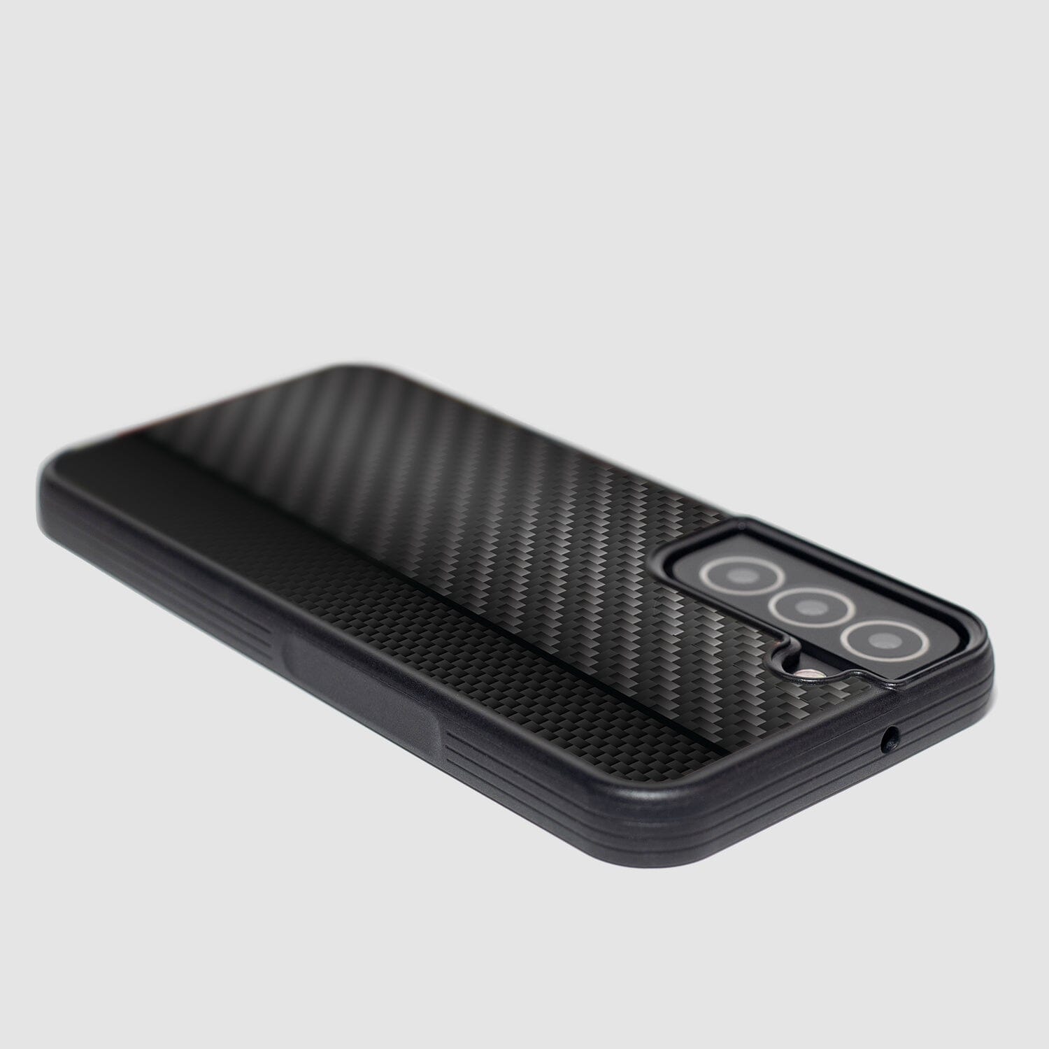 Samsung Galaxy S22 Black Line Design Fremont Grip Case Black Carbon Fiber (Camera View)