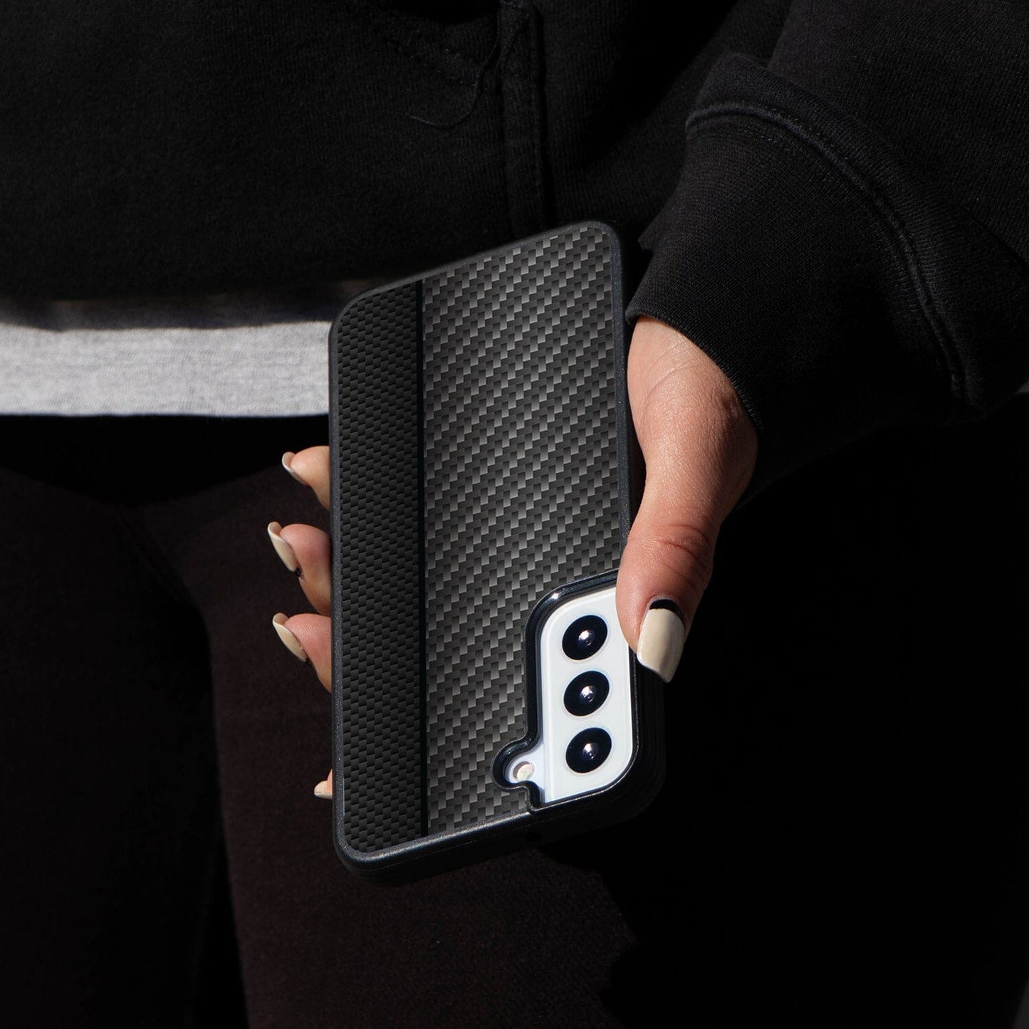 Samsung Galaxy S22 Black Line Design Fremont Grip Case Black Carbon Fiber (On Hand)